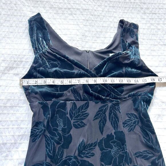 EUC Eva Rose Velvet Burnout Babydoll Dress Size M Dark Teal - Picture 13 of 16
